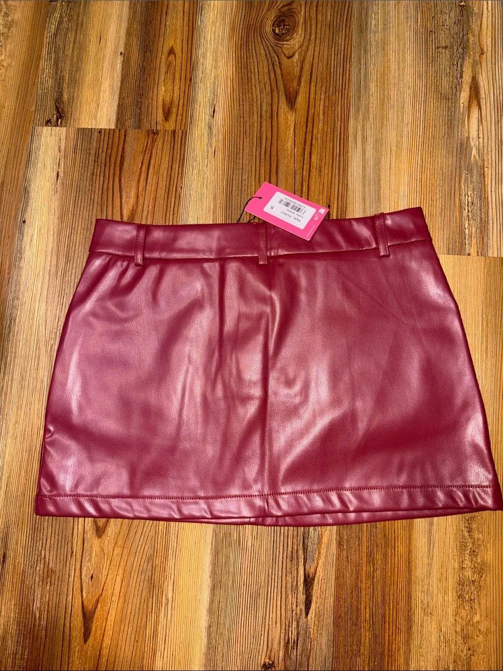 Edikted Faux Leather Mini Skirt in Burgundy